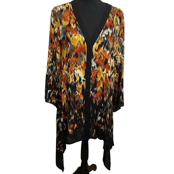 SLIM Factor by Investments Size XL Multicolor Flowy Tunic Dress Cardigan - Picture 1 of 6